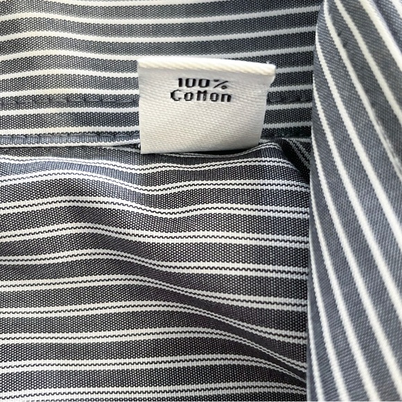 Calvin Klein Non Iron Slim Fit Striped Button Down Shirt Men 16 34/35 Gray White - Picture 6 of 6
